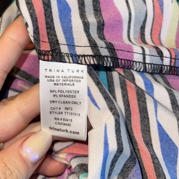 Trina Turk Dominica 2 Multicolored Striped 3/4 Length Sleeve Mini Dress Size XS - Picture 16 of 16